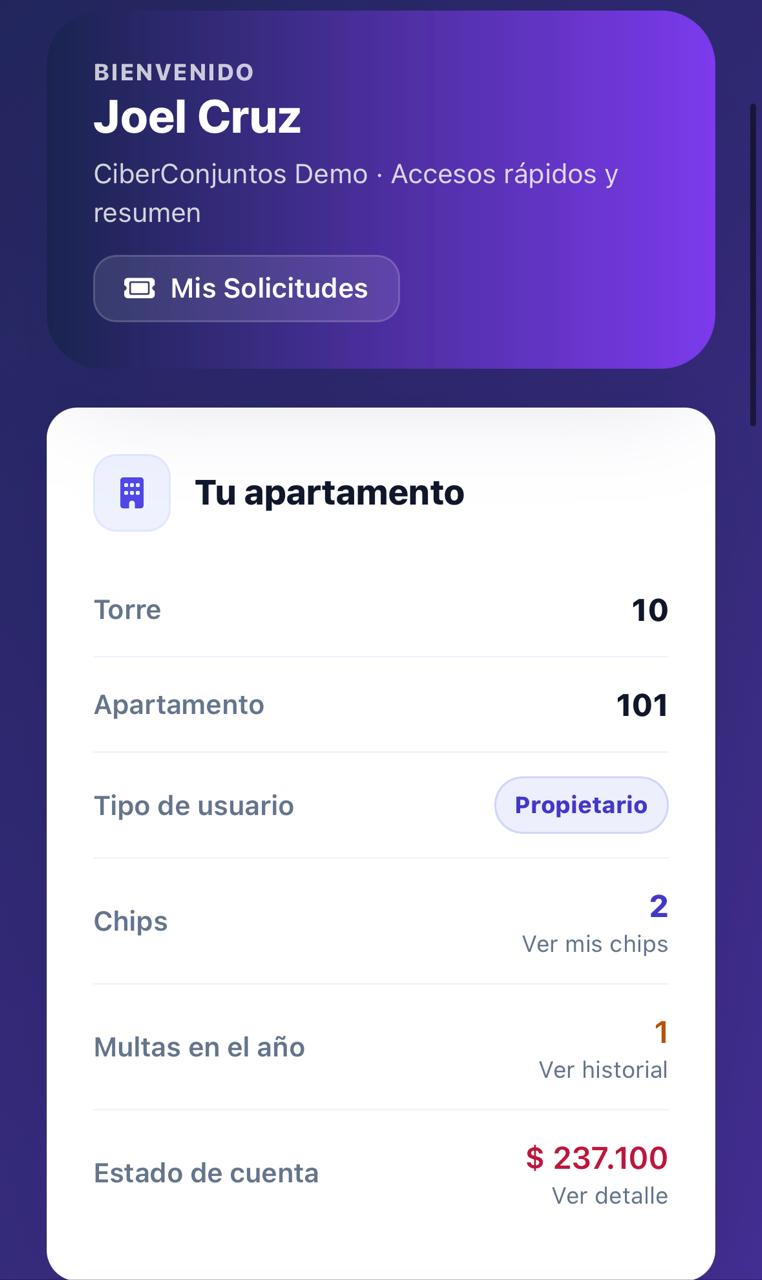 Vista móvil de CiberConjuntos